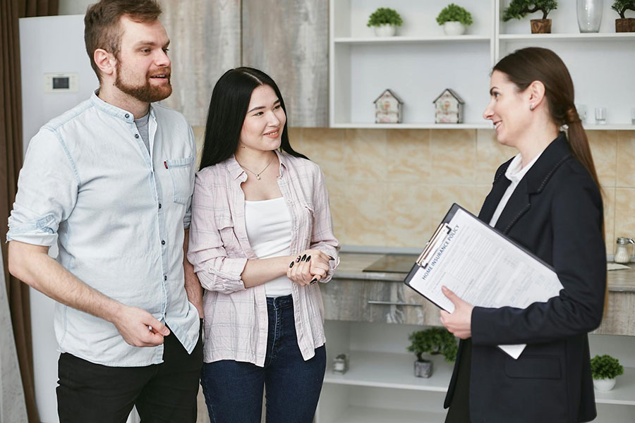 A couple talking to an adviser